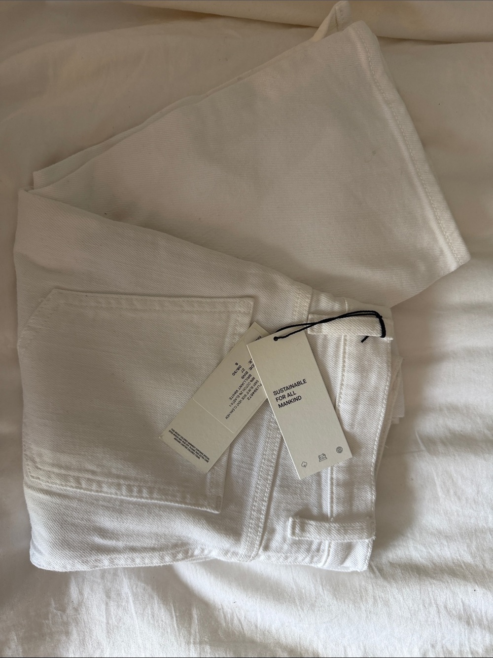 7 For All Mankind White Straight-Leg Jeans